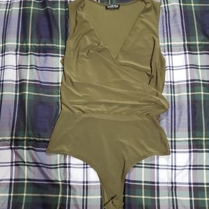Sexy Draped Olive Body Suit